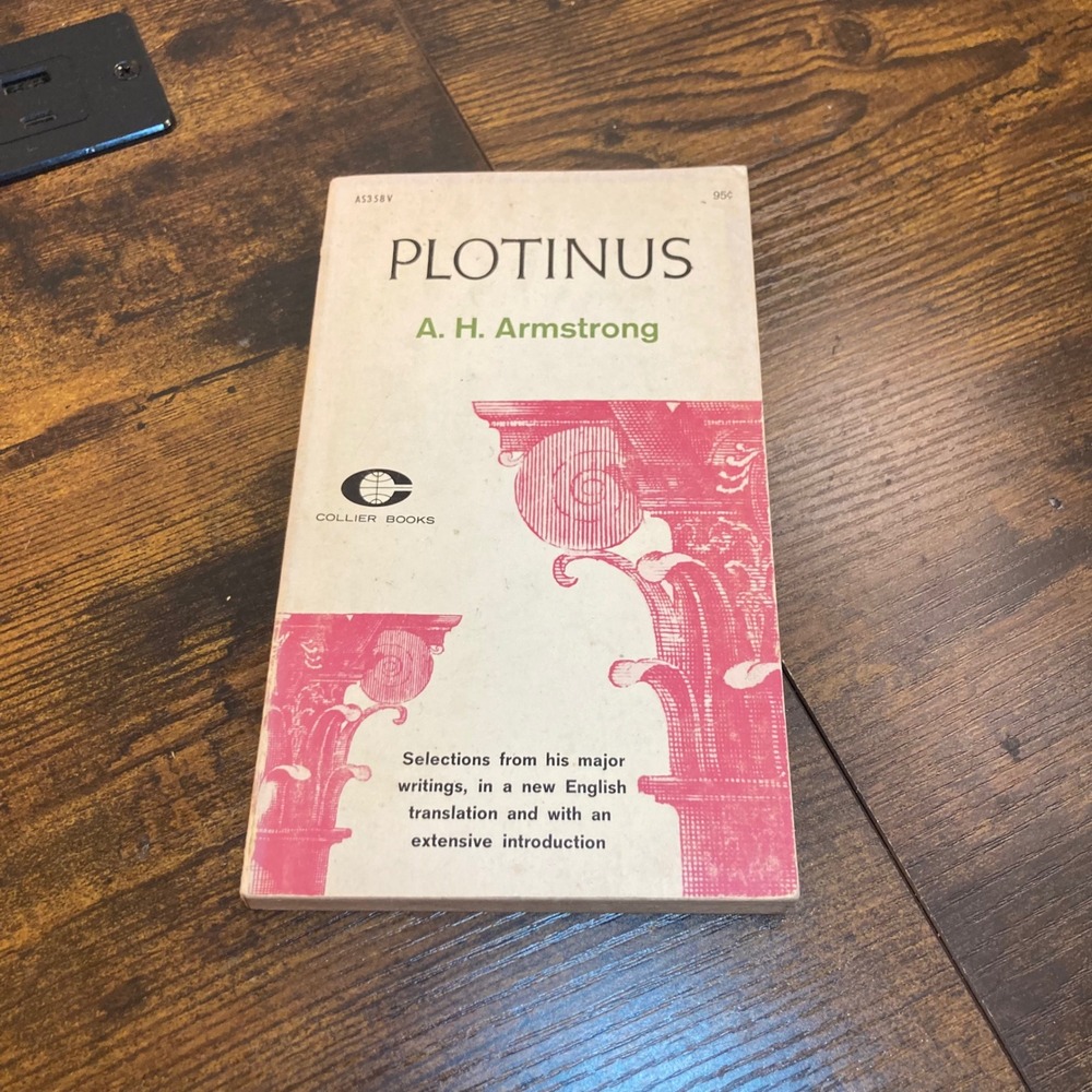 Plotinus Selections AH Armstrong 1962 Collier Books Vintage Philosophy Paperback